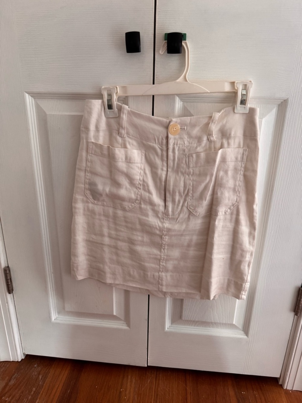 Maeve Cream Button-Front Mini Skirt
